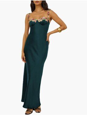 From amazon- Spaghetti Strap Floral Embroidered Maxi Dress